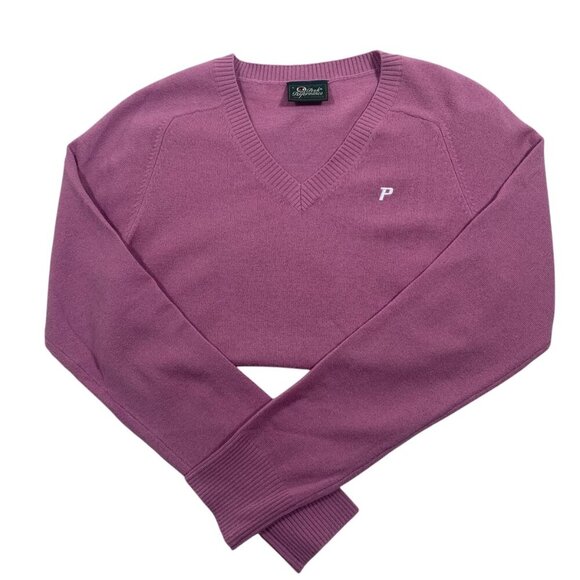 PEAK PERFORMANCE women pink golf v-neck 100% Lambswool Pullover Sweater Size L - Picture 5 of 16